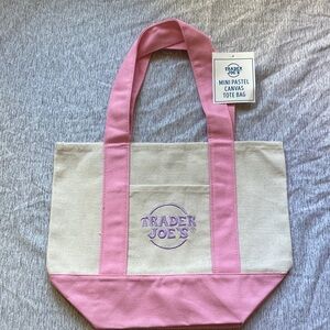 Trader Joe’s Mini Pastel Canvas Tote Bag in pink